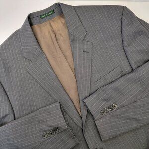 Lauren Ralph Lauren Mens Gray Pinstripe Pure New Wool Single Vent Blazer 46L